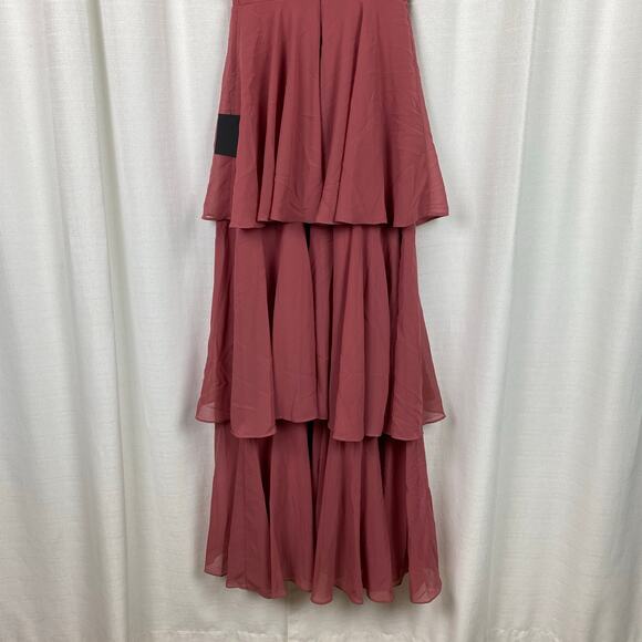 Lulus Sincerely Exquisite Rusty Rose Short Sleeve Tiered Maxi Dress Sz.XS NWT - Picture 13 of 16